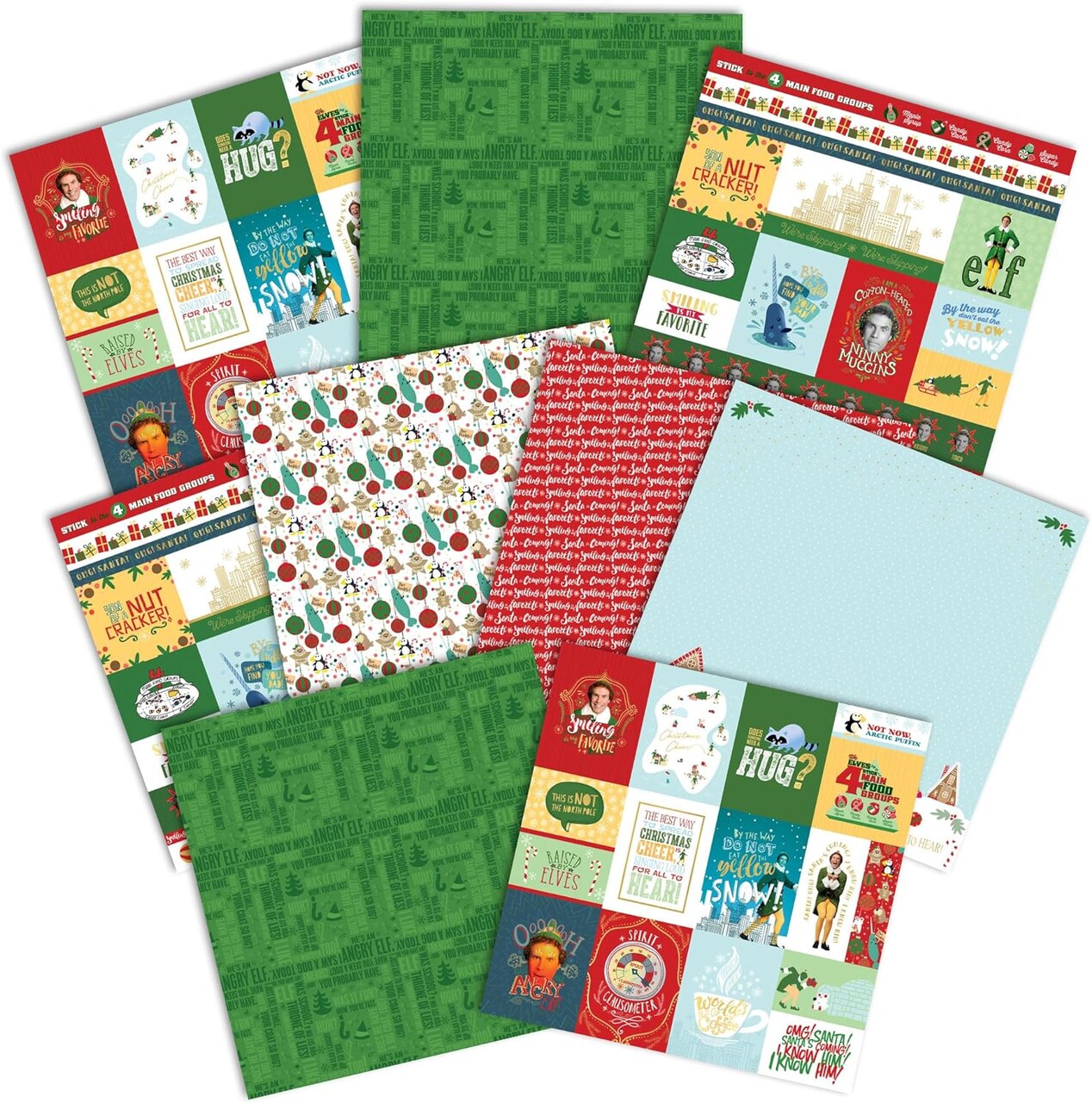 Elf Movie 12" x 12" 9-Sheet Decorative Double Sided Paper Pack for Scrapbooking and Crafts